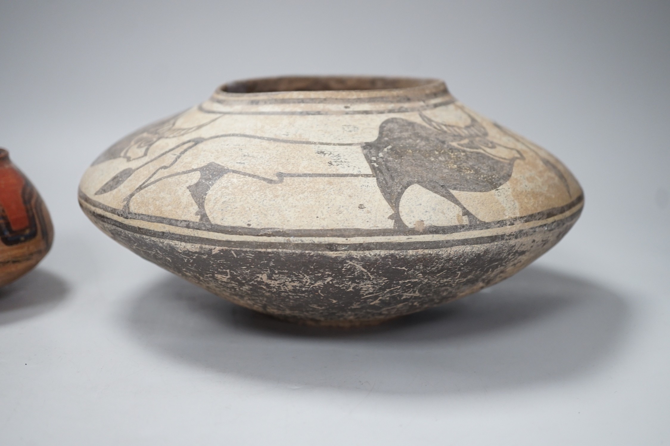Two Pre-Columbian pigment painted bowls. Tallest 11cm